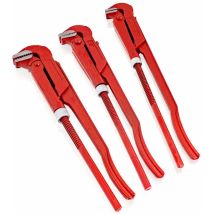 Kombizange Eckrohrzange Rohrzange Wasserpumpenzange Klempner Zange Abgewinkelt 90° (3er Set (1/1,5/2 Zoll)) - Bituxx