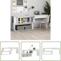 The Living Store Eckschreibtisch Hochglanz-weiß 200x50x76 Cm Holzwerkstoff - Eckschreibtisch - Schreibtisch - Weißer Schreibtisch - Holzwerkstoff 