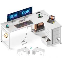 Eckschreibtisch Weiß 155x110cm Mit Usb Offigo