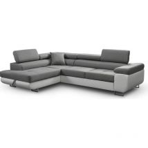 Ecksofa Aller, Hellgrau Und Weiß Eco, Eckcouch Mit Bettkasten Und Schlaffunktion, L-form Couch, Schlafsofa, Ottoman Links.