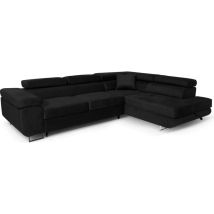 Ecksofa Aller L-form Mit Schlaffunktion Und Bettkasten In Schwarz (jasmine 100), Rechte Ottomane