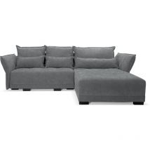 Ecksofa comforte deluxe L-form mit Schlaffunktion und Bettkasten in Stoff Rosario Grau, Seite Universal, B250 x T187 x H95 cm