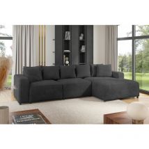 Ecksofa Designersofa Sofa Megan In Stoff Poso Dunkelgrau Ottomane Rechts