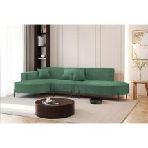 Fun Moebel - Ecksofa Designersofa valencia in Stoff Noel Grün Ottomane Links