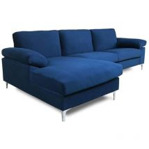 Sofa-Ecke links 4-5 Plätze in blauem Samt galway