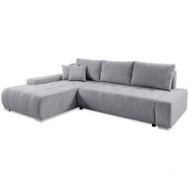 Petits-meubles - Ecksofa, Links Umwandelbar, 4-sitzig, Truhe Jonas Aus Cord Hellgrau