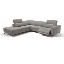 Sofanella - Stoff Ecksofa marbella Links Hellgrau 304 x 111 x 81 cm Füße: Schwarz - Hellgrau