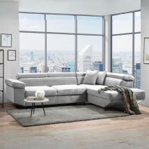 Ecksofa mit Bettfunktion 297x206x77 cm grau