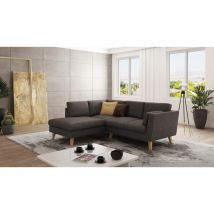 Ecksofa Mit Holzfüßen Hannah Aus Braun - Khaki Luxusmicrofaser