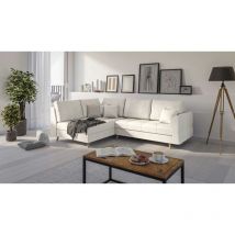 Ecksofa mit Holzfüßen Matthias aus Luxusmicrofaser, Ecru