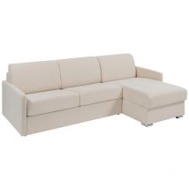 Vente-unique - Ecksofa mit Matratze - Ecke wechselbar - Stoff - Beige - Liegefläche mit Lattenrost mit breiten Latten 160 cm - Matratze 14 cm - calife