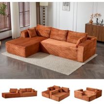 Ecksofa Modernes Samtcord Schlafsofa, Sofa Klein L-form Couch
