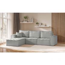 Ecksofa Modulsofa 3-teilig sande Stoff Alpine Hellgrau Ottomane Links
