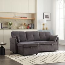 Ecksofa, Multifunktionales Schlafsofa Mit Stauraum Und Ausziehbarer Liegefläche, 3-sitzer-sofa Mit Austauschbarer Chaiselongue, Modulares Ecksofa Mit 