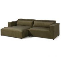 Ecksofa Ottomane Links Cord Velours 266x150x80 Grün Finnmassivmoebel24 Gmbh