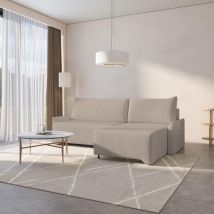 Ecksofa rocky Cord l Form mit Schlaffunktion und Bettkasten (Beige Poso 02, Rechts)