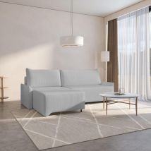 Ecksofa rocky Cord l Form mit Schlaffunktion und Bettkasten (Hellgrau Poso 55, Links)