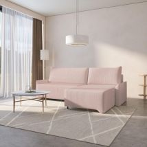 Ecksofa rocky Cord l Form mit Schlaffunktion und Bettkasten (Flamingo Poso 52, Rechts)