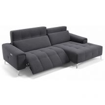 Sofanella - Stoff Ecksofa Mini salento Rechts Dunkelgrau m: 262 x 163 Breite x 100 Tiefe Füße: Matt-Schwarz - Dunkelgrau