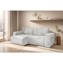Ecksofa Schlafsofa madlen Stoff Velo Hellgrau Ottomane Links