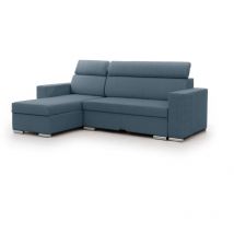 Ecksofa Schlafsofa Sofa CANTON in Stoff Liverpool Azurblau Ottomane Links