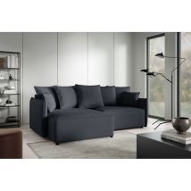 Ecksofa Schlafsofa Sofa MINEA in Stoff Abriamo Anthrazit Ottomane Links