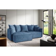 Ecksofa Schlafsofa Sofa MINEA in Stoff Poso Blau Ottomane Links
