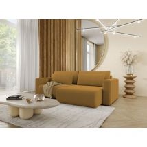 Ecksofa Sofa mit Schlaffunktion chaira Stoff Curio Senfgelb Ottomane Rechts