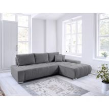 Fun Moebel - Ecksofa Sofa mit Schlaffunktion vogar Stoff Poso Grau Ottomane Rechts