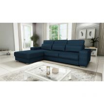 Ecksofa Sofa nevio Stoff Scala Dunkelblau Ottomane Links