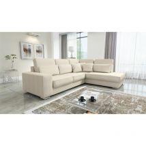 Fun Moebel - Ecksofa Sofa nevio xl Stoff Scala Creme Ottomane Rechts