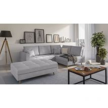 S-style Möbel - Ecksofa und Fußhocker Matthias aus Grau Luxusmicrofaser