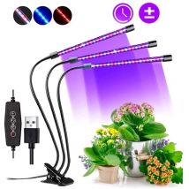 Eclairage horticole Lampe de Croissance,60 led Spectre complet Réglable Lampe Horticole Clipable Lampe de Plante avec 3 minuterie et Fonction Auto