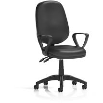 Eclipse Plus II Lever Task Operator Chair with Loop Arms Black Bonded Leather