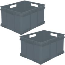 2x Eurobox xxl contenitore, plastica eco (pp), 52 x 43 x 28 cm, 54 l, grigio