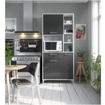 Les Tendances - eco Buffet de cuisine l 80 cm - Gris brillant