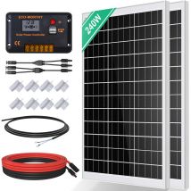 Eco-worthy - 240W 12V/24V Solar Panel Kit Off Grid Battery Charge For Caravan rv Marine Trailer Camper Van Camping