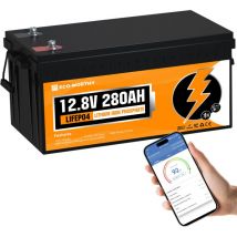Batteria al litio 12V 280Ah Bluetooth LiFePO4 Lithium Battery ricaricabile con oltre 6000 cicli profondi e protezione bms per sistema solare, camper,