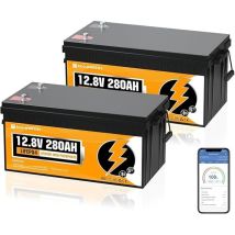 Eco-worthy – Batterie Lithium 12v 280ah X 2 Bluetooth Lifepo4 – Protection Bms – 6000+ Cycles – Pour Camping-car Et Installations Solaires