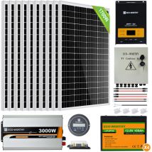 Eco-worthy - Kit de panel solar de 1700W con inversor solar de onda sinusoidal pura de 3000W 24V y batería recargable de litio de 100Ah 12V para
