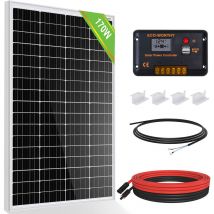 ECO-WORTHY Kit de Panneau solaire 170 watts 12 V avec contrôleur de charge solaire 30A Pour RV Camping-car Marine Maison