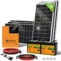 1170W 24V sistemi solare completo con LiFePO4, sistemi di pannelli solari off-grid per camper: 6 195W pannello solare + 2 100Ah LiFePO4 +24V 3000W