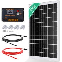 Kit pannello solare da 120W 12V con regolatore di carica 30 a per kit fotovoltaico fuori rete per auto da casa - Eco-worthy