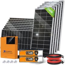 Kit pannello solare da 2500 w con inverter-controller all-in-one solare a onda sinusoidale pura da 5000 w 48 v, batteria al litio da 100 Ah 12 v e