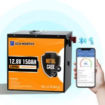 Batterie Lithium 12V 150AH Bluetooth avec Protection de bms LiFePO4 Batterie, 3000+ Cycles, Remplace La Batterie Lithium 100Ah pour Camping Car