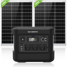 Generateur Electrique Portable 1000 Power Station avec panneau solaire 240W (2pcs 120W) kit panneau solaire pour camping car - Eco-worthy