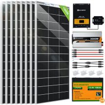Système Solaire 6 kWh/JOUR 1560W 24V avec Onduleur et Batterie Système:8 pièces 195W Panneaux Solaire + 60A Régulateur mppt + 4 x 100Ah Batterie
