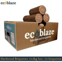 Ecoblaze - Hardwood Briquettes 10 Pcs 13.9 Kg for Wood Burners, Pizza Oven & bbq