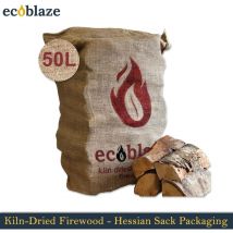 Ecoblaze - Kiln Dried Hardwood Firewood Logs 50L for Wood Burner & Pizza Oven