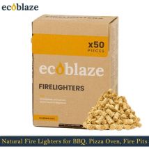 Ecoblaze Natural Firelighters (Box of 50) Wood Wool for Pizza Oven & Fire Pits